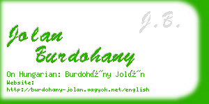 jolan burdohany business card